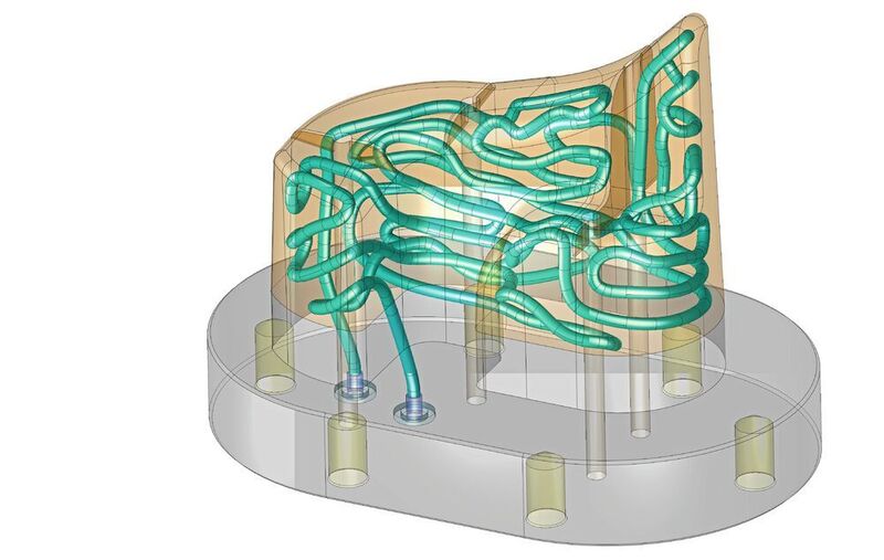 Die Applikation Conformal Cooling in Cimatron 15 ermöglicht die Erstellung eines konformen Kühlungsdesigns und reduziert die Designzeit von Stunden auf Minuten. (3D-Systems)
