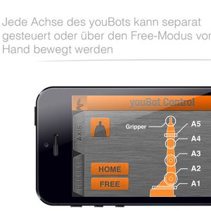 Die App ermöglicht die Steuerung des youBots per Smartphone.