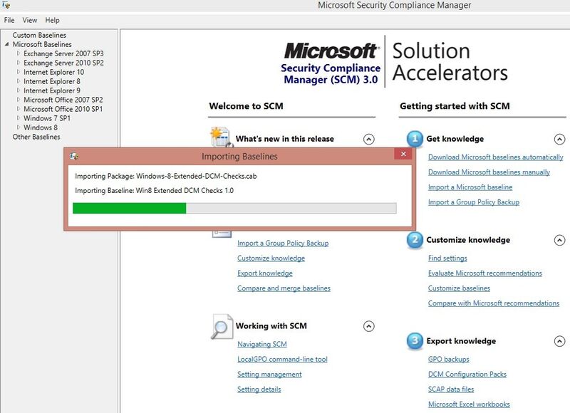 Mit dem Security Configuration Manager lassen sich Gruppenrichtlinien mit Sicherheitseinstellungen umsetzen. Microsoft bietet dazu auch Vorlagen für den Import für Windows Server 2012 R2 und Windows 8.1 an. (Bild: Thomas Joos)