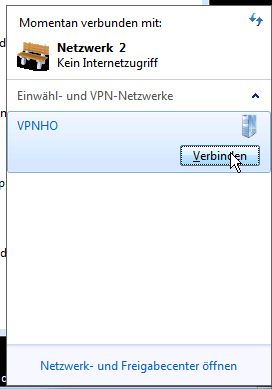 Schritt 14: Klicken Sie dazu auf das Netzwerkkartensymbol in der Taskleiste rechts unten und wählen unser vorher eingerichtete VPN „VPNHO“. Drücken Sie nun den Knopf „Verbinden“. (Archiv: Vogel Business Media)
