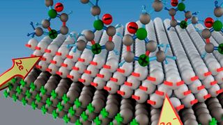 Im galvanisch gesteuerten Reibkontakt lagern sich die ionischen Fluide an die Metalloberfläche an und verbessern so die tribologischen Eigenschaften Reibung und Verschleiß. (Fraunhofer IWM)