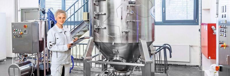 Der Amixon-Konusmischer Typ AM in hygienischer Ausführung realisiert ideale Mischgüten bereits bei Füllgraden von 5 bis 10 Prozent. (Bild:  Amixon)