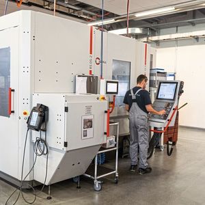 Die Hermle C 12 U mit Robotersystem RS 05-2 bedeutet höchste Produktivität auf kleinem Raum. (maikgoering photography)