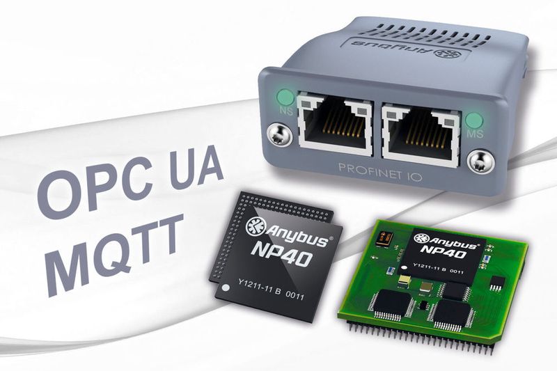 Die Kommunikationsschnittstelle „Anybus CompactCom“ von HMS unterstützt neben PROFINET auch OPC UA sowie MQTT und soll einen einfachen Weg ins IIoT und in Industrie 4.0 ermöglichen. Halle 1, Stand 550 (HMS Industrial Networks)