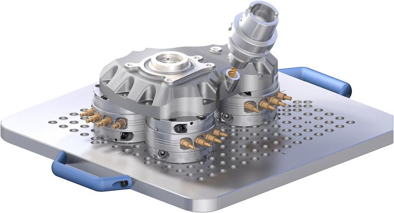 VERO-S NSE mini ermöglicht Stichmaße von 100 mm. Mit ihm lassen sich auch kleine Werkstücke direkt spannen. (Bild: Schunk)