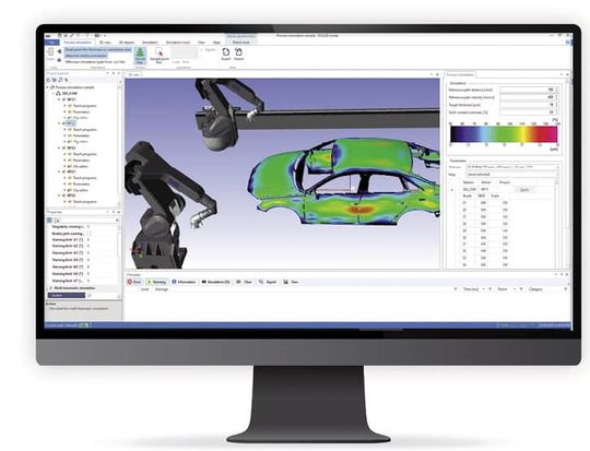 (Die Visualisierung der Simulation zeigt die kritischen Bereiche in der Schichtdickenverteilung auf. Bild: Dürr Systems AG)