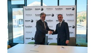 Europa hat einen Primus für Humanoide! Nach der Vereinbarung zur Kooperation und Gründung von Primus Robotics (von links): Juan Etxebarria, Leiter der Geschäftsentwicklung bei Fagor Arrasate, und Alejandro Echeverría, Geschäftsführer von Funditec Intelligence ... (Bild: Fagor Arrasate)