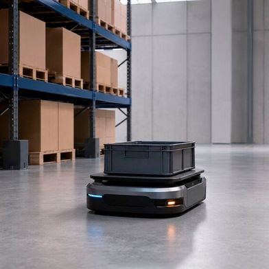 Autonome mobile Roboter übernehmen Transportaufgaben in Lager und Produktion. Neue, im Ausland gefertigte Modelle unterliegen in den USA künftig strengeren Zulassungsregeln. (Bild: Dall-E / KI-generiert)