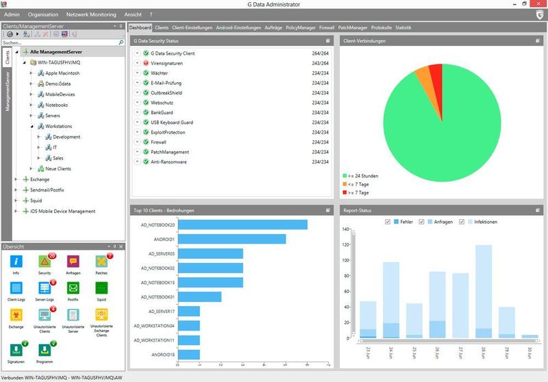 Das Administrations-Interface von G Data. (G-DATA)