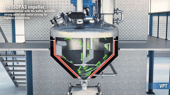 EKATO SOLIDMIX Technologie – für eine schnelle und zuverlässige Abtrennung des Lösemittels aus dem Batterieschrott während der Prozesstrocknung.(Bild:  Ekato)