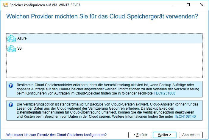 Das Einbinden eines Cloud-Speichers in die Backup-Umgebung. (IAIT)