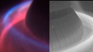 Garchinger Forscher haben einen Weg gefunden, mit dem Fusionsreaktoren kompakter und günstiger werden. Das Ganze fußt auf dem sogenannten X-Punkt-Strahler (links, der blaue Bereich), der zur Kühlung ausgenutzt werden kann. Hier mehr dazu ... (Bild: MPI für Plasmaphysik / E. Huett, O. Pan)