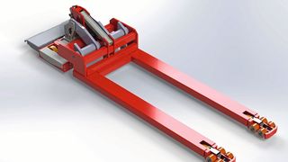 Der neue Schwerlast-Hubwagen JHB 10 Hybrid verfügt über ein integriertes elektrisches Transportfahrwerk und wird intuitiv per Funkfernsteuerung bedient. (Jung)