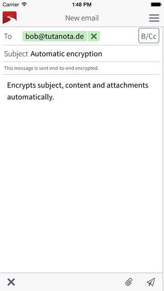 Tutanota für iOS verschlüsselt automatisch Inhalt, Betreff, Attachments und Empfänger einer Nachricht... (Tutao)