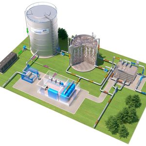 Verfahrensbeispiel einer Abwasser-behandlung Biomar Membranbiologie mit Misch-und Ausgleichsbehälter, aerober Reinigungsstufe und Membranfiltrationseinheit.(Bild:  Enviro Water Group)