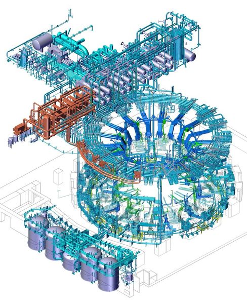 The Tokamak Cooling Water System includes major components such as pressurizers, heat exchangers, pumps, tanks and drying equipment, plus 33 kilometres of piping. (Bildquelle: ITER Organization)