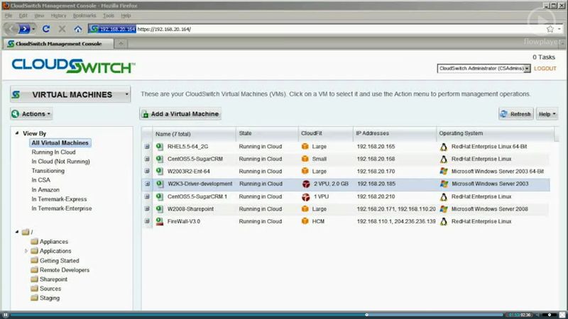 Lösungen wie die von CloudSwitch helfen Unternehmen dabei, die Übersicht beim Einsatz unterschiedlicher Cloud-Dienste zu behalten. (Bild: Screenshot CloudSwitch Demonstration)
