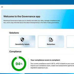 Nextcloud Governance ist eine der Neuerungen in Nextcloud Hub 26 Spring. Das Tool ermöglicht regulierten Organisationen ein Compliance-Management.(Bild:  Nextcloud)