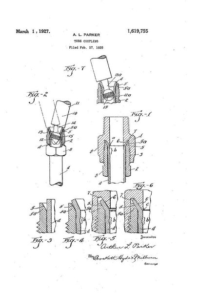 Das Patent für eine zweiteilige Bördelrohrverschraubung rettete Parker 1924 vor den Ruin. (Parker Hannifin)
