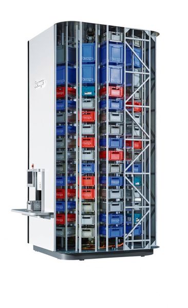 Der neue Lagerturm für Kleinteile von Hoffschmidt Engineering ist mit speziellen Linearlagern und Energiekettensystemen ausgestattet. (Igus)