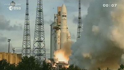 Erfolgreicher Start des MSG-3 in Kourou (Französisch-Guyana) an der Spitze einer Ariane-5-Trägerrakete (Archiv: Vogel Business Media)