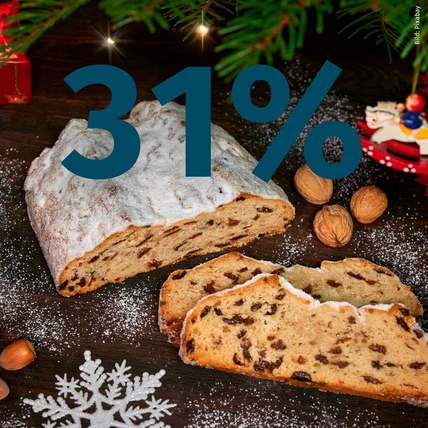 Rang 5: Und auch der Christstollen darf nicht fehlen - zumindest für 31 Prozent der Befragten. (Bild: frei lizenziert)