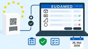 Die vier ersten Eudamed-Module, darunter die UDI-/Geräteregistrierung, müssen ab dem 28. Mai 2026 verwendet werden. (Bild: GPT Image Editor / KI-generiert)