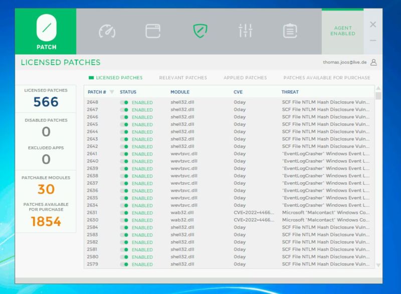 Auch nach der Installation des Simplix Updatepacks findet 0Patch noch zahlreiche Patches, die über Micropatches implementiert werden. (Bild: Microsoft | Joos)