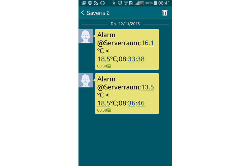 Wahlweise werden Alarme auch per SMS verschickt. (Bild: Android-Screenshot)