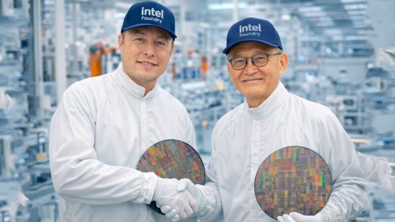 Hand in hand: Intel CEO Lip-Bu Tan enters into a strategic partnership with his company in the grandiose Terafab project. But the scope, timeframe and purpose remain vague.(Image: SemWiki/X)