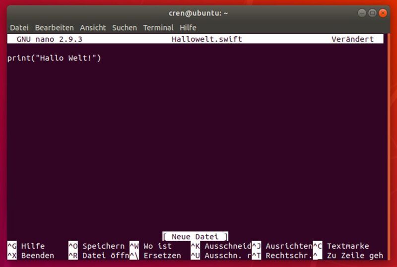 Unter Ubuntu ist es möglich, Programme in Nano oder einem anderen Editor zu schreiben. (Rentrop / Canonical)
