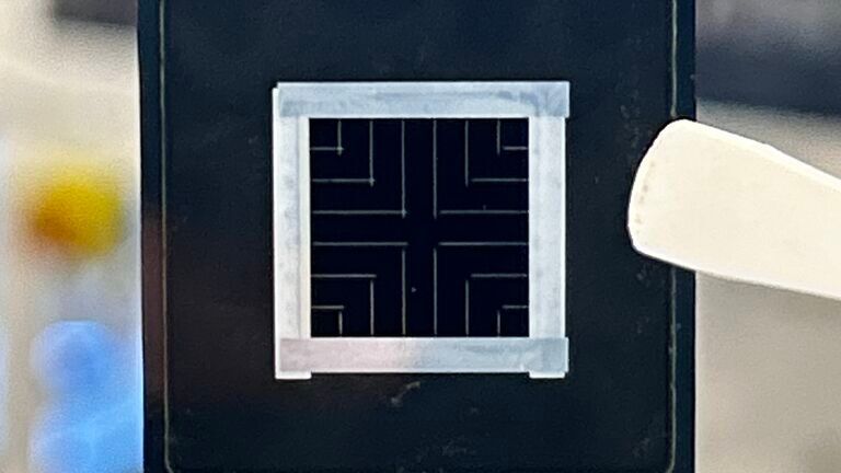 Forscher haben eine neue Prozesskette für Perowskit-Silizium-Tandemsolarzellen entwickelt, die vollständig ohne Lösungsmittel auskommt.(Bild:  Universität Freiburg)