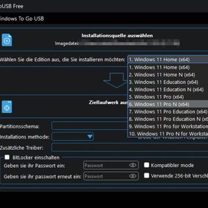 Erstellen eines Installationsdatenträgers oder eines Windows-To-Go-Arbeitsbereiches für Windows 10/11.(Bild:  Joos - Hasleo)
