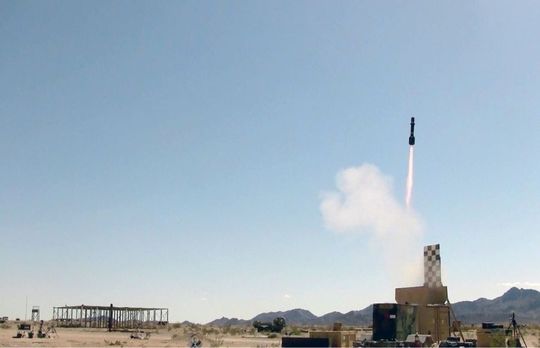 GRIZZLY Containerised Launcher shooting a JAGM, guided by the Sanctum battle manager, at Yuma Proving Grounds.(Source:  Lockheed Martin)