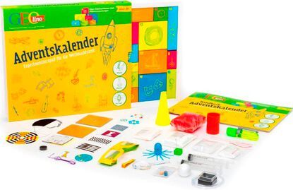 Geolinos Kalender „Experimentierspaß für die Weihnachtszeit“: In 24 verblüffenden Experimenten, die garantiert Spaß machen und jeweils nicht länger als 10 Minuten dauern, erfährt der Nutzer, was unsere Welt im Innersten zusammenhält. (Bild: Geolino)