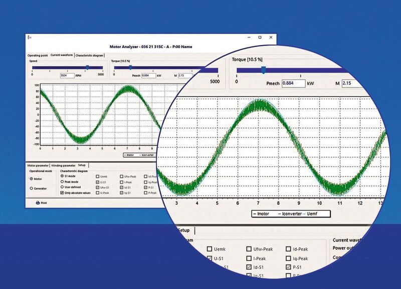 Das Softwaretoll „Motor Analyzer“ von Sieb & Meyer ermöglicht es, die Betriebspunkte und die zu erwartenden Rippelströme der Motoren/Spindeln zu simulieren. (Sieb & Meyer)