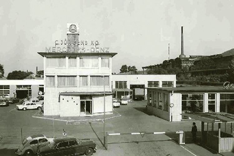 Jürgens und Bald blicken beide auf eine lange Geschichte zurück. Mercedes-Partner wurden sie bereits im ersten Drittel des 20. Jahrnunderts. Im Bild eine historische Aufnahme des Jürgens-Betriebs in Hagen, die Anfang der siebziger Jahre entstand. (Jürgens)