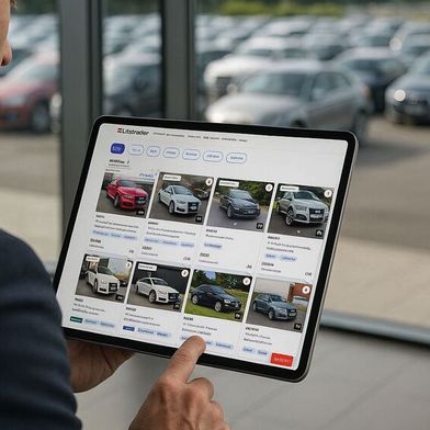 Mit ihren Plänen für eine verpflichtende Reservierungsfunktion in den Fahrzeuginseraten von Händlern hat die britische Fahrzeugbörse Autotrader den Zorn vieler professioneller Verkäufer auf sich gezogen. (Bild: Dall-E / KI-generiert)