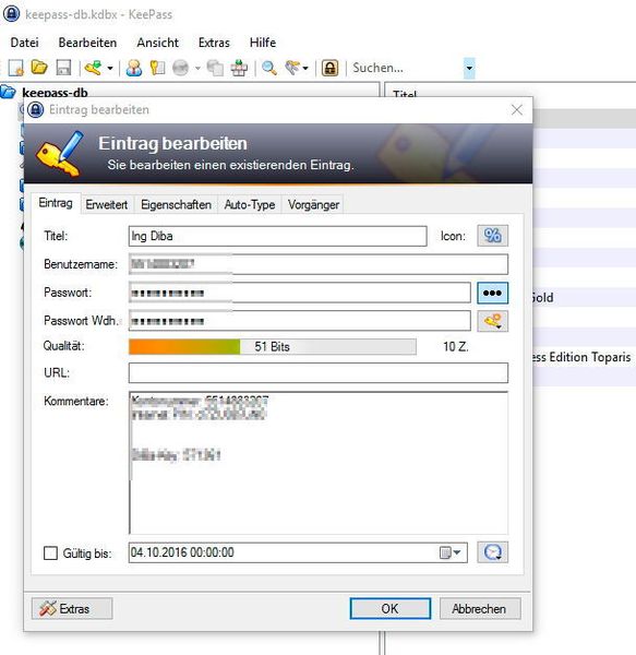 Einträge lassen sich in KeePass jederzeit bearbeiten. (Joos)