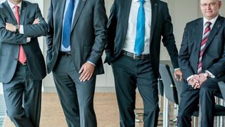 Operative Geschäftsleitung der Westfalen Gruppe (v.l.): Lutz Markowic (Ltr. Gase Ausland), Andre Stracke (neuer Ltr. Tankstellen), Holger Laugisch (neuer Ltr. Energieversorgung) und Thomas Beinlich (neuer Ltr. Gase Inland). (Bild: Westfalen)