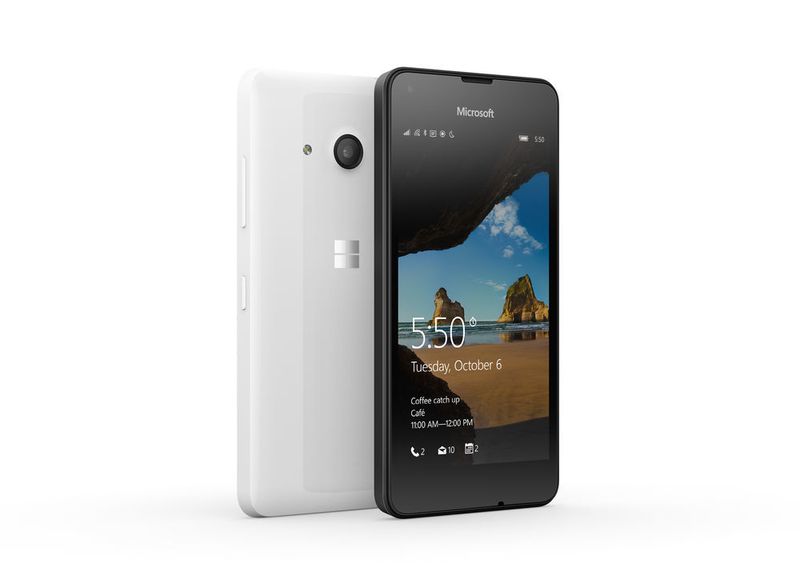 Eine weitere Neuvorstellung war das Lumia 550 mit 5-Zoll-Display. Es ist ein günstiges LTE-Einstiegsmodell mit Snapdragon 210 und 8 GB Flash. (Bild: Microsoft)