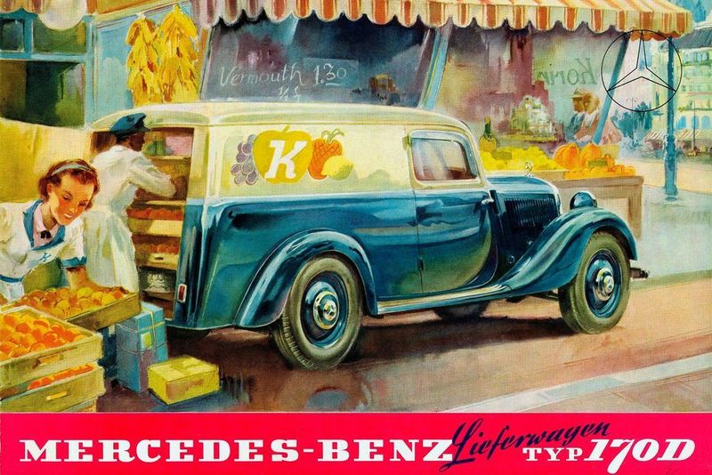 Ein 170 D beziehungsweise 170 V als Kastenlieferwagen im Jahr 1952. (Daimler)