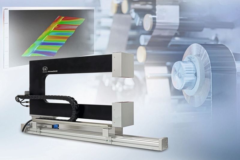 Ein Sensor aus dem Bereich der 3D-Messtechnik ist das Thicknessgauge 3D, ein präzises Sensorsystem zur zweiseitigen Profil- und Dickenmessung von Strang- und Plattenmaterial. (Bild: Micro-Epsilon)