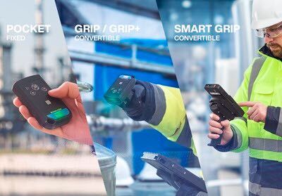 Der Ident-Ex 02 von Pepperl+Fuchs ist in vier verschiedenen Konfigurationen – Pocket, Grip, Grip+ und Smart Grip – verfügbar. (Bild:  Pepperl+Fuchs)