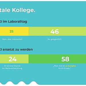 Und was ist mit Kollege KI? Künstliche Intelligenz wird von der Merhheit als Hilfe bereits genutzt. Nur 14 Prozent sind besorgt, dass sie durch Ki ersetzt werden könnten. (Bild:  Starlab International GmbH)