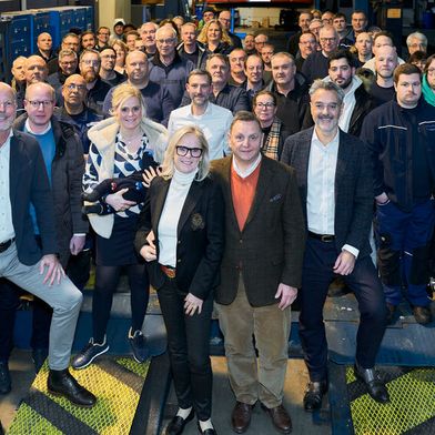 Das Ehepaar Boeckels (vorne Mitte) hat sein Unternehmen an die Herbrand-Gruppe mit den Geschäftsführern Sven Holtermann und Richard Lacek-Herbrand verkauft. (Bild: Herbrand)