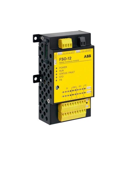Mit dem optionalen Sicherheitsfunktionsmodul FSO-12 können die Sicherheitsfunktionen des Frequenzumrichters einfach erweitert werden.  (ABB)