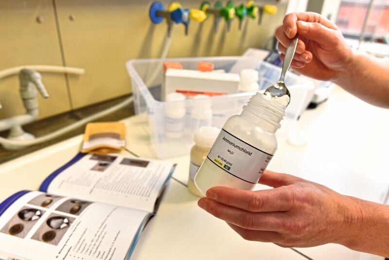 Eine an der Universität Oldenburg entwickelte Stickstoffbox enthält Experimente, mit denen sich Interessierte über das Thema Nitratbelastung informieren können. (Universität Oldenburg / Tobias Frick)