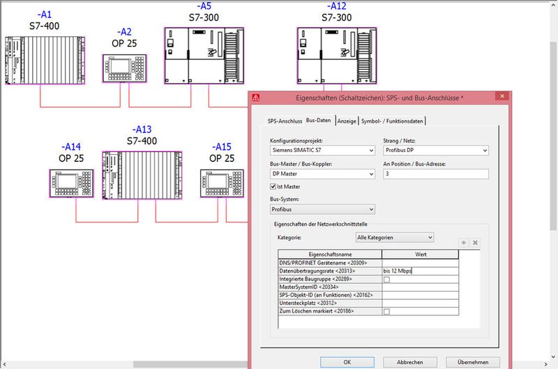 Komfortabel werden die Busdaten an den Busanschlüssen definiert. (Bild: Eplan)