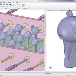 Mit dem Modul STL Prep 3D Printing lassen sich STL-Dateien mit Volumenmodellen verbinden. Im Bild: Ein Angry-Bird-Kopf (STL) mit Kickerfigur (Solid).